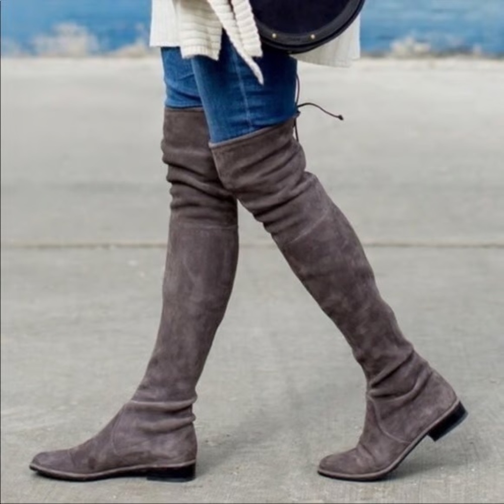 Stuart Weitzman Lowland Gray Suede Boots